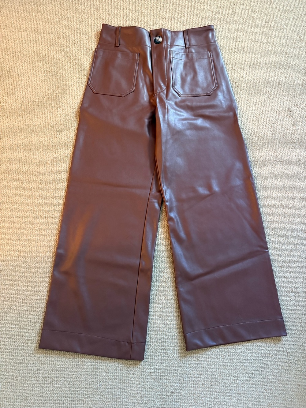 EUC The Colette Cropped Wide-Leg Trousers by Maeve: Vegan Leather Edition. S 28